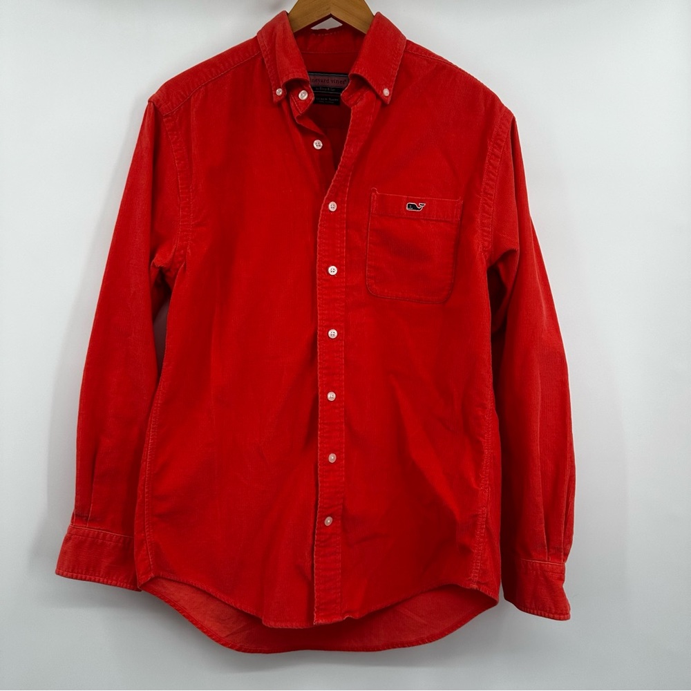 Vineyard Vines Tucker Shirt Mens Corduroy Orange Button Down Long Sleeve Size‎ S